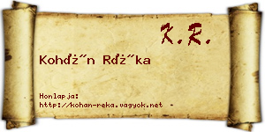 Kohán Réka névjegykártya